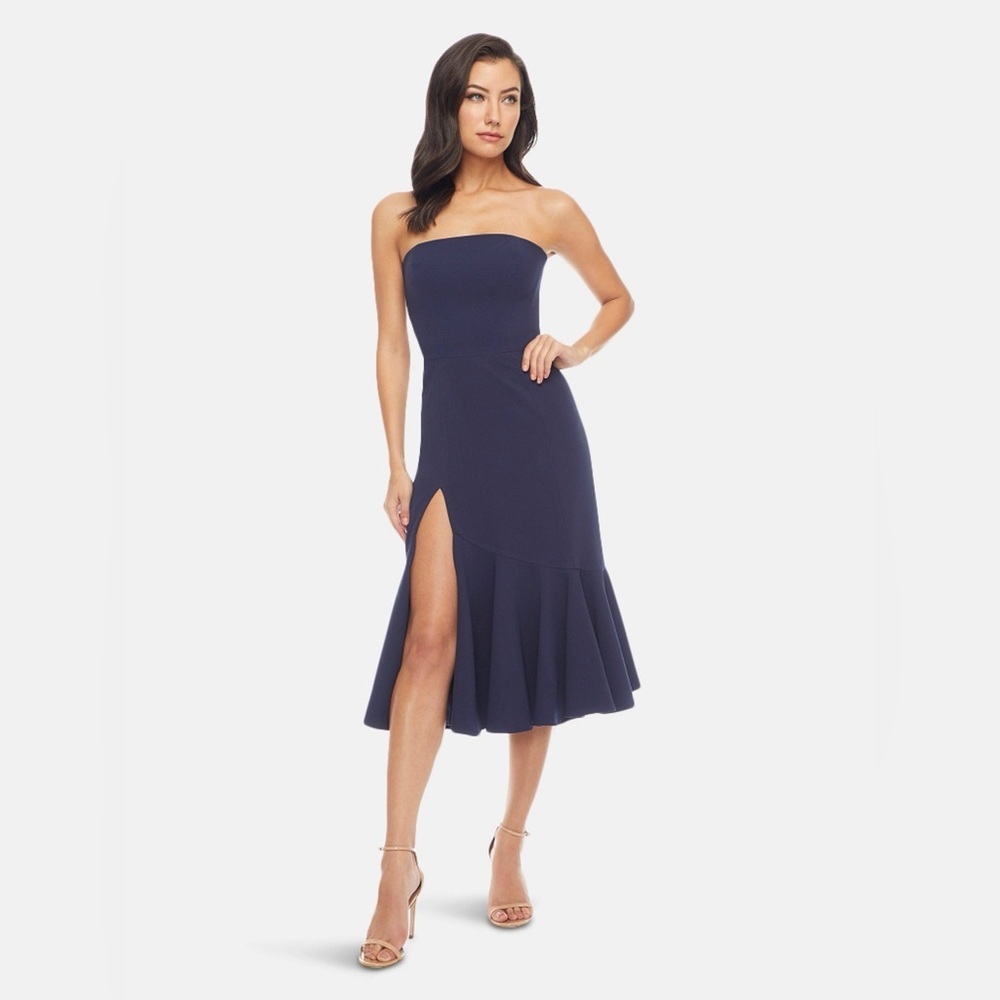 DRESS THE POPULATION Madison midi dress in navy size small
